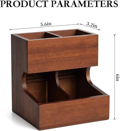 Wood Pod Dispenser Designed for Nespresso Vertuo Capsules, Freestanding Countertop Pods Rack, Coffee Pods Holder for Home or Office Kitchen Counter, Dispenses 2 Coffee Flavors (Brown-2)