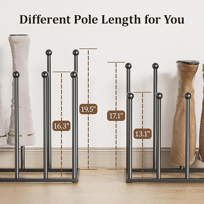 pickpiff Free Standing Shoe Racks - 19.5 Inch Black Metal Boot Rack Organizer Tall Boots for Dorm Room, Closet, Entryway, Bedroom, Patio Outdoor, Hallway, Black, Shoe Storage Fit for 6 Pairs