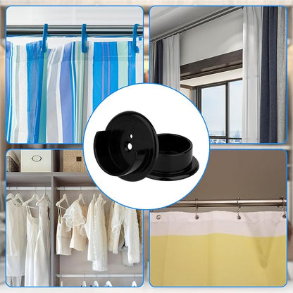 4pcs Closet Rod Holders, Plastic Closet Pole Sockets for 1-3/8" Rods Wardrobe Tube Support Bracket with Screws for Home Bathroom Curtain Clothing Store (Black)