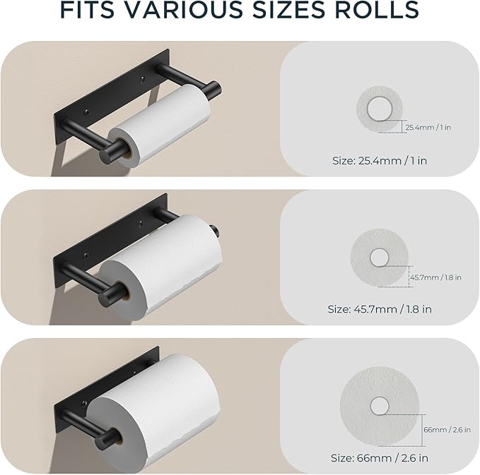 FORIOUS Black Toilet Paper Holder, Adhesive or Wall Mounted Options, Stainless Steel Rustproof Stick on no Drilling Double Post Pivoting Toilet Tissue Roll Holder for Bathroom,2 Pack Matte Black