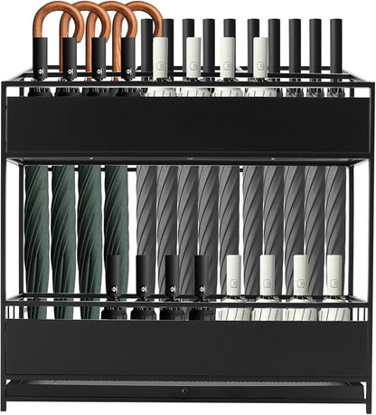 Umbrella Storage Rack, Commercial Umbrella Display Stand Rack Metal Umbrella Organizer, Umbrella Holder Stand Umbrella Storage Stand Umbrella Container for Entryway Home Office Patio (Black)