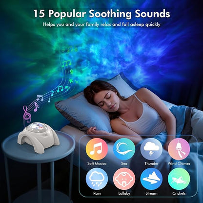 Rossetta Dual Lens Galaxy Projector, Star Projector for Bedroom with White Noise & Bluetooth Speaker, Remote, Timer, Aurora & Nebula Night Light for Room Decor, Party, Yoga, Gifts for Kids Adult Teen