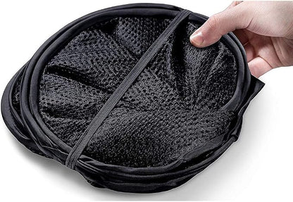 Larpur Popup Mesh Laundry Basket, Collapsible and Portable Clothes Washing Laundry Hamper with Reinforced Carry Handle (Black 2pcs)