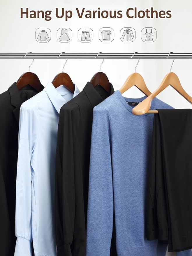 AMKUFO Wide Shoulder Wooden Hangers 8 Pack Coat Hanger with Non Slip Pants Bar, Heavy Duty Suit Hanger Wood Clothes Hangers with Smooth Finish 360° Swivel Hook for Sweater Jackets Shirts Walnut