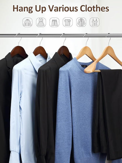 AMKUFO Wide Shoulder Wooden Hangers 8 Pack Coat Hanger with Non Slip Pants Bar, Heavy Duty Suit Hanger Wood Clothes Hangers with Smooth Finish 360° Swivel Hook for Sweater Jackets Shirts Walnut