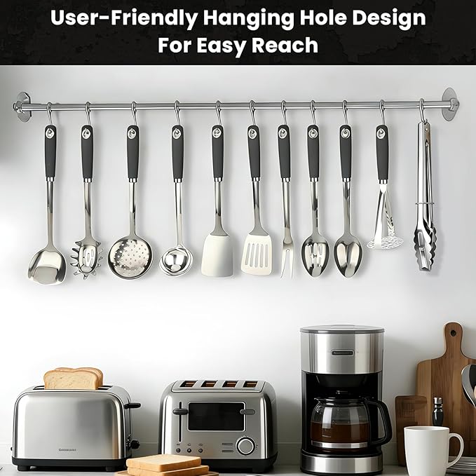 Stainless Steel Cooking Utensils Set 11 Piece - Xhiver Kitchen Tools 18/0 Heavy Duty for Grilling & Serving, Includes Slotted Spatula, Soup Ladle, Metal Turner & More, Heat Resistant, Dishwasher Safe