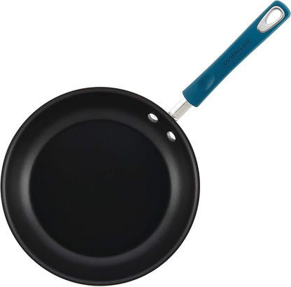 Rachael Ray Brights Nonstick Cookware Pots and Pans Set, 10 Piece, Marine Blue