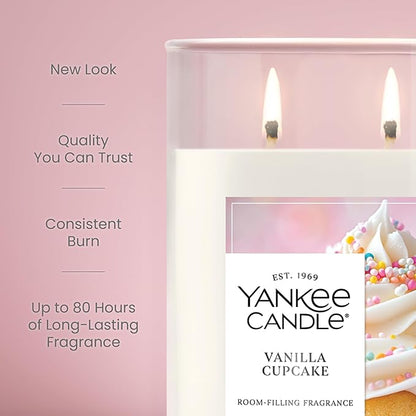 Yankee Candle Large Tumbler Scented Candle with up to 80 Hour Burn Time, Premium Plant Wax Blend for Consistent Burn, 20 oz Tumbler Candle with Room Filling Fragrance, Vanilla Cupcake