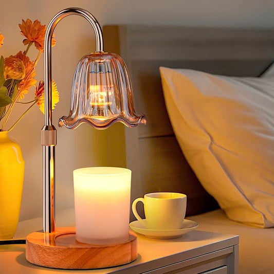 Candle Warmer Lamp Electric Timer: Dimmable Candles Warming Lamps - Height Adjustable Burner Jar - No Flame Scented Melts Wax - All Candle Jars Home Decor Table Light