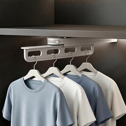Pull Out Closet Rod, Suction Cup Valet Rod for Closet, No Drilling Extendable Closet Hanger Organizer, Sliding Wardrobe Clothing Rail, 14 Inch, Gray