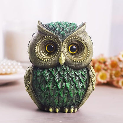 Artpaul Owl Decorations for Home Small Owl Decor Figurines Shelf Decor Home Office Living Room Decorations Birthday Gifts (Green)