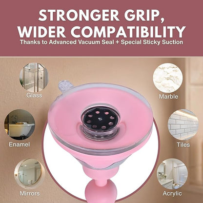 MIRRORVANA Fogless Shower Mirror for Skincare and Grooming, Anti Fog Shatterproof Design with Strong Suction and 360° Swivel, Women’s Beauty Routine Friendly Bathroom Mirror - 6.3" x 6.3" (Pink)