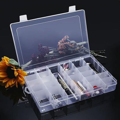 Gospire 36 Grids Clear Plastic Jewelry Box Organizer Storage Container with Removable Dividers (36 Grids - Clear)