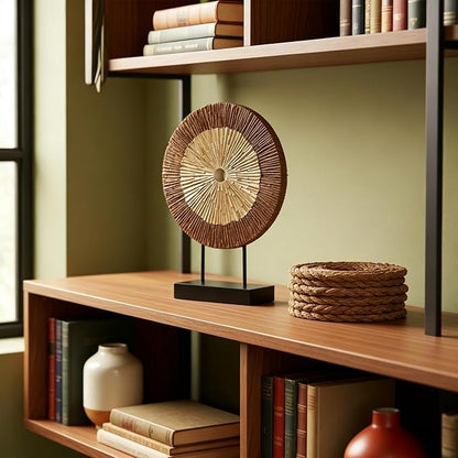 XMGZQ Wood Color Minimalist Round Statue Above Cabinet Decor Kitchen,Modern Decorative Sculpture Home Decorations for Living Room Coffee Table,Shelf Decor Items,Center Pieces Decoration (Extra Large)