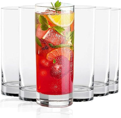 LEMONSODA Premium Highball 12oz/15oz Glass Sets - Elegant Tom Collins Glasses - Tall Water Drinking Glasses - Bar Glassware for Mojito, Whiskey, Cocktail (15oz, Set of 6)