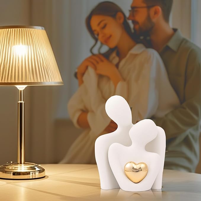 Home Decor for Couples, Mini Couple Ceramic Statue Tv Stand Decor, Bedroom Decor Love Statue Couple Knick Knacks Unique Decoration- Gifts for Her Romantic Gifts(White, 3.15in)