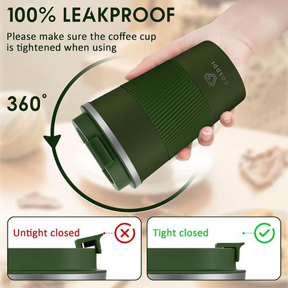 CS COSDDI 12 oz Stainless Steel Vacuum Insulated Tumbler - Coffee Travel Mug Spill Proof with Lid - coffee Cup for Keep Hot/Ice Coffee,Tea and Beer (3rd Green)