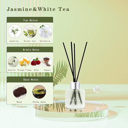 3 Pack Fragrance Reed Diffuser, 50ML Patchouli Jasmine Lemongrass Aromatherapy Diffuser Set with 12 Black Fiber Sticks,Air Freshener for Bedroom Bathroom Office