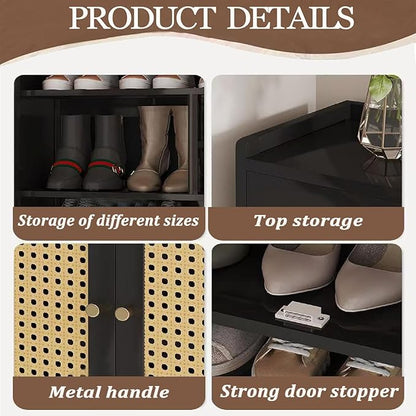 qeknxks7-Tier Bamboo Shoe Cabinet，Shoe Storage Cabinet with Doors, 36-40 Pairs Freestanding Shoes Cabinet Organizer, Large Shoe Cabinet for Entryway, Hallway, Living Room