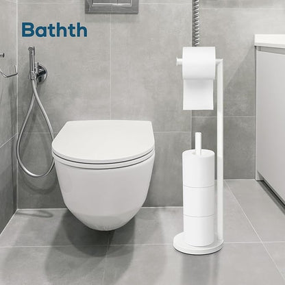 Toilet Paper Holder Stand,Toilet Paper Holder Free Standing,White Toilet Stand Holder for 4 Rolls,Toilet Paper Storage by Bathth