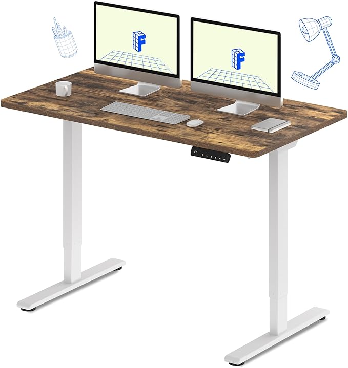 FLEXISPOT E3 Dual Motor Electric Standing Desk 55 x 28 Sit Stand Up Desk, Holds 220 lbs, Adjustable Height w/Memory Presets, One-Piece Special Walnut Desktop & White Frame, Ships in 2 Boxes