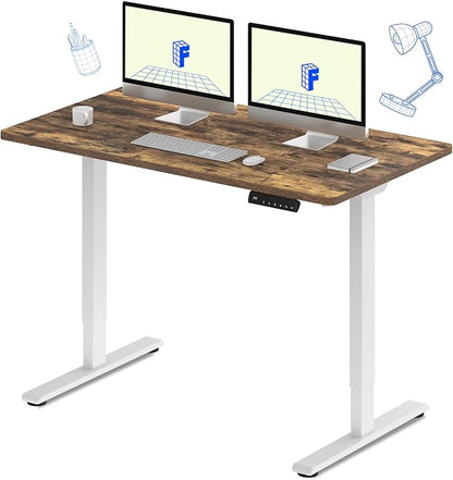 FLEXISPOT E3 Dual Motor Electric Standing Desk 55 x 28 Sit Stand Up Desk, Holds 220 lbs, Adjustable Height w/Memory Presets, One-Piece Special Walnut Desktop & White Frame, Ships in 2 Boxes
