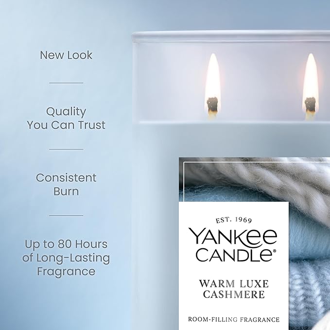 Yankee Candle Large Tumbler Scented Candle with up to 80 Hour Burn Time, Premium Plant Wax Blend for Consistent Burn, 20 oz Tumbler Candle with Room Filling Fragrance, Warm Luxe Cashmere
