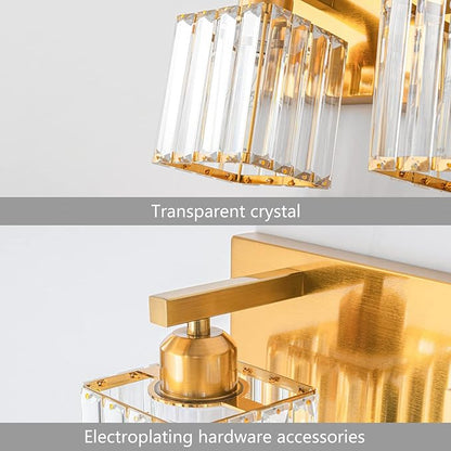 Modern 6-Light Gold Brushed Brass Finish Crystal Wall Light for Bathroom Vanity