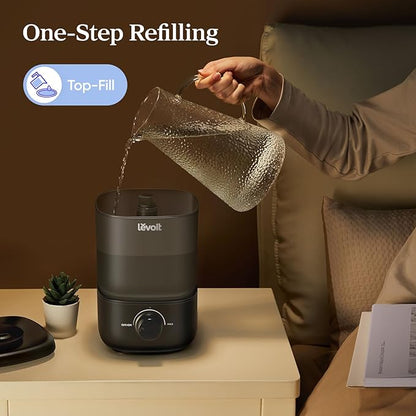 LEVOIT Classic 160 Top-Fill Ultrasonic Cool Mist Humidifier, Super Easy to Fill and Clean, Quiet Operation for Bedroom Home Baby & Plants, Auto Shut-off for Safety, 360° Rotating Nozzle, 2.5L, Black