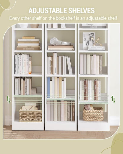Hzuaneri Bookcase, Tall Narrow Bookshelf, Open Display Storage Shelf, Skinny Cube Book Shelf with Adjustable Shelves, CD Rack for Living Room, Home Office 8-Tier(9.4 x 11.8 x 72 inch) White BC89603X
