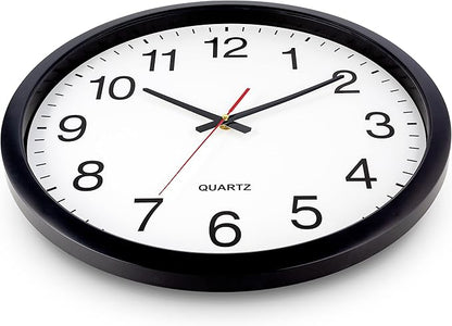 Bernhard Products Black Wall Clock Silent Non Ticking - XL 18 Inch Quality Quartz Battery Operated Round Easy to Read Home/Office/Classroom/School Clock