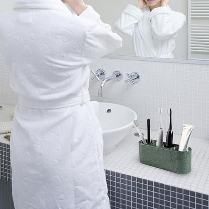 BCS Toothbrush Holder for Bathrooms, 4 Slots Marble Toothbrush and Toothpaste Holder Stand Bathroom Organizer Countertop for Electric Toothbrush, Floss, Razor, Comb - Italy Green