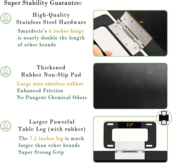 Smatdecis Couch Arm Tray Table Sofa Arm Clip Table, Armrest Tray Table Suitable for Home Drinks/Fast Food/Fruit Etc, Large Size Multi-Function Black