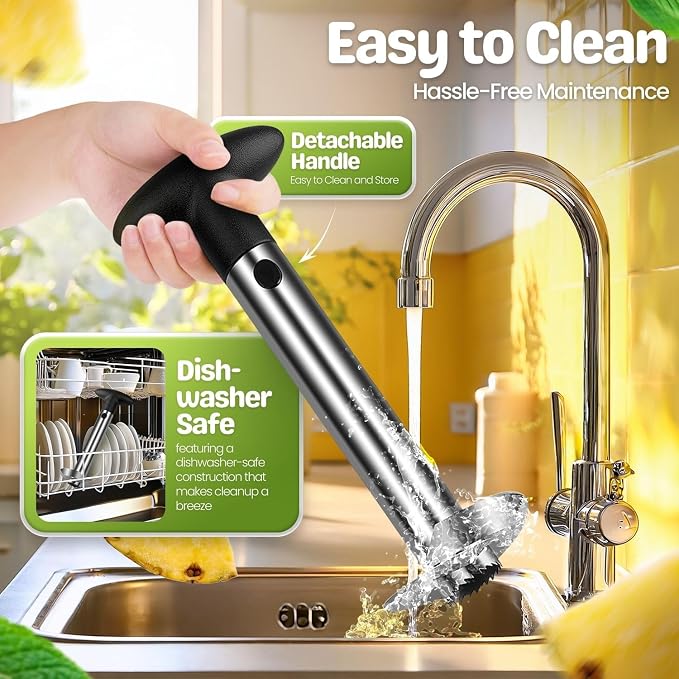 Flexzion Pineapple Corer Slicer Peeler, Stainless Steel Eye Remover Decorer Wedger Cutter, Spiral Cutting Tools with Metal Blade, Non-Slip Grip for Fruit Rings, Home Kitchen Restaurant Chef Use