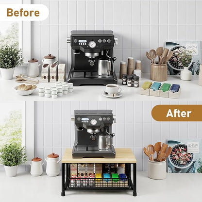 Funecy Coffee Pod Drawer Holder,Coffee Machine Storage Rack,Home Kitchen Counter Coffee Bar Organizer,Storage Basket Drawer (Black)
