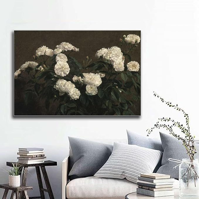 SENLYCH Poster Wall Art Picture Flower Painting French Country Decor Vintage Painting Antique Flower Print Vintage Flower Print Modern Home and Bedroom Decoration 16x24inch Without Frame