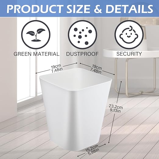 Amyhill 20 Pcs Small Trash Can 2 Gallon Plastic Garbage Can Small Waste Basket for Bathroom Office Kitchen Living Room Bedroom Home Under Desk (White)