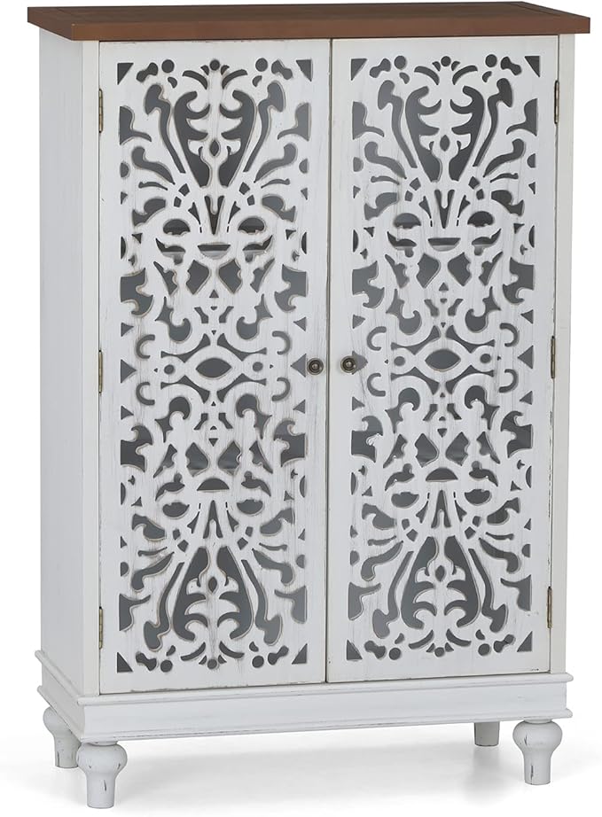 Sophia & William Tall Storage Cabinet 47.4", Decorative 2-Door Tall Accent Cabinet, for Living Room, Dining Room, White