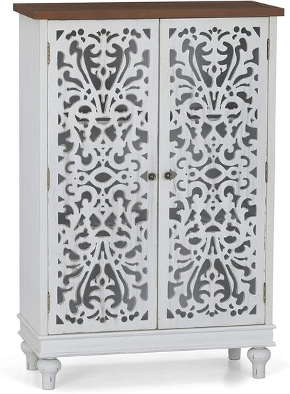 Sophia & William Tall Storage Cabinet 47.4", Decorative 2-Door Tall Accent Cabinet, for Living Room, Dining Room, White