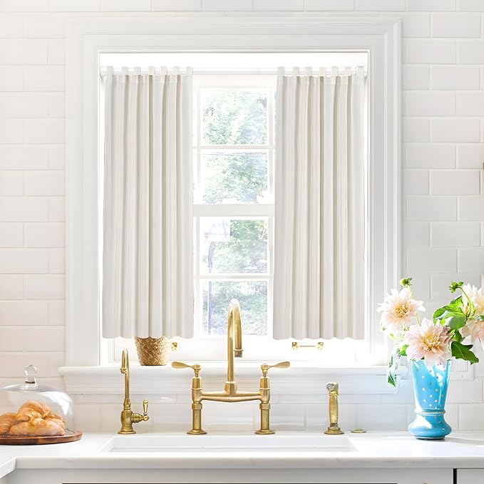 2 Pack White Tension Curtain Rod for Windows 28 to 48 inch, Adjustable Expandable Pressure Spring Curtain Rod No Drilling, 7/8" Curtain Rod for Bedroom Doorway Closet Door