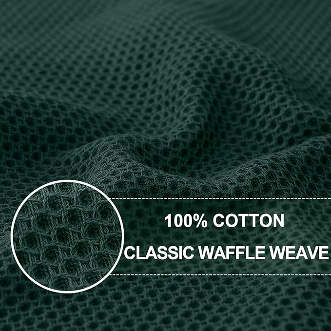 Homaxy 100% Cotton Oversized Waffle Weave Kitchen Dish Towels, Ultra Soft Absorbent Quick Drying Cleaning Towel, 20x28 Inches, 8-Pack, Blackish Green