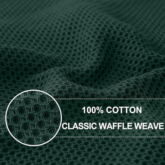 Homaxy 100% Cotton Oversized Waffle Weave Kitchen Dish Towels, Ultra Soft Absorbent Quick Drying Cleaning Towel, 20x28 Inches, 8-Pack, Blackish Green