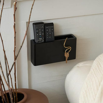 KIBAGA Premium Wooden Remote Control Holder - Easy Install Adhesive Wall Mount Caddy Keeps 3-4 TV Remotes Neatly Organized - Stylish Natural Wood Organizer is Perfect for Any Bed Or Living Room Wall