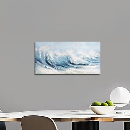 Belmrxne Coastal Wall Art Blue Wall Decor Aesthetic Artwork Funny Canvas Painting for Living Room Bedroom Dining Room Bathroom Kitchen Office 12x24 Inches