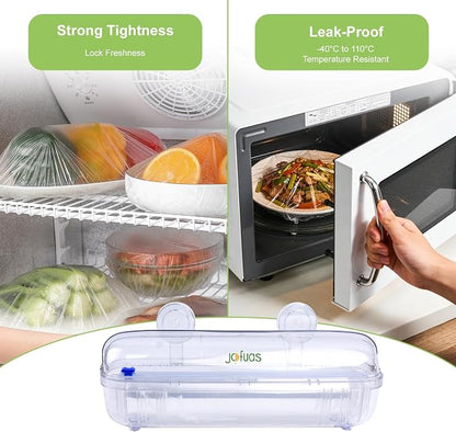 Plastic Wrap with Slide Cutter - Food Cling Wrap Reusable Cling Film Dispenser Fits 12" Rolls BPA-Free Cuts for Aluminum Foil, Tin Foil, Baking Paper