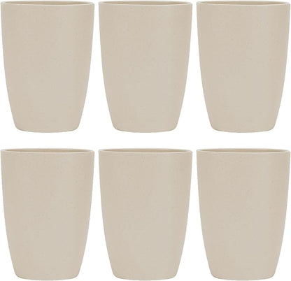 Wheat Straw Reusable Cup (12 oz) - Unbreakable Drinking Glasses Sets of 6 - Dishwasher Safe Tumbler - Lightweight, BPA Free and Eco friendly (6Pcs/Beige)