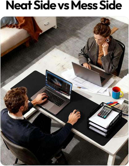 YSAGi Leather Desk Pad Protector, Office Desk Mat, Large Mouse Pad, Non-Slip PU Leather Desk Blotter, Laptop Desk Pad, Waterproof Desk Writing Pad for Office and Home (Black, 55" x 24")
