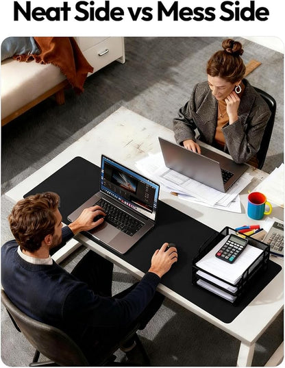 YSAGi Leather Office Desk Pad Protector, Large Mouse Pad, Non-Slip, PU Leather, Laptop Desk Blotter, Waterproof Writing Pad for Office and Home, Black, 23.6" x 13.8"