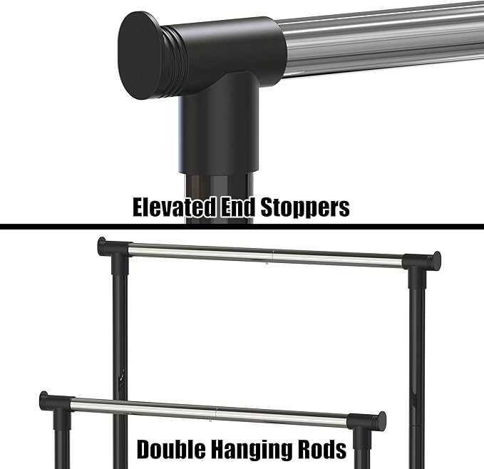 Simple Houseware Double Rod Portable Clothing Hanging Garment Rack