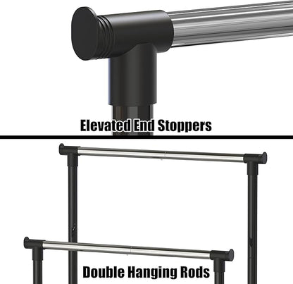 Simple Houseware Double Rod Portable Clothing Hanging Garment Rack